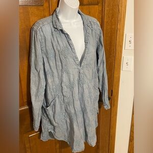 CP Shades Teton Tunic V Neck Pull Over embroidered detail BOHO Size Medium